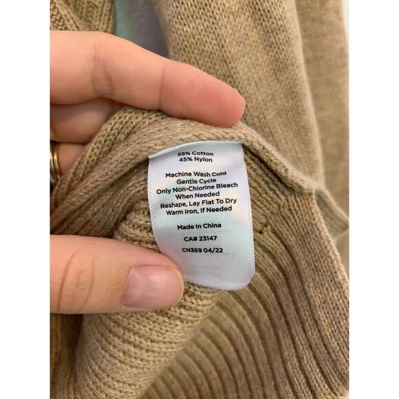 Talbots Blue Tan Ribbed V Neck Sweater Womens Sz S Soft Stretchy - Picture 7 of 14